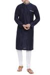 Buy_Mayank Modi - Men_Blue Silk Overlap Kurta Set  _at_Aza_Fashions