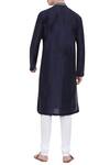 Shop_Mayank Modi - Men_Blue Silk Overlap Kurta Set  _at_Aza_Fashions