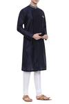 Mayank Modi - Men_Blue Silk Overlap Kurta Set  _Online_at_Aza_Fashions