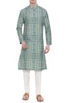 Buy_Mayank Modi - Men_Green Chanderi Printed Abstract Kurta Set  _at_Aza_Fashions