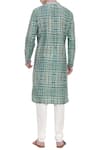 Shop_Mayank Modi - Men_Green Chanderi Printed Abstract Kurta Set  _at_Aza_Fashions