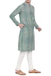 Mayank Modi - Men_Green Chanderi Printed Abstract Kurta Set  _Online_at_Aza_Fashions