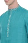 Shop_Mayank Modi - Men_Blue Linen Kurta Set _Online_at_Aza_Fashions