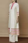 Buy_Nachiket Barve_Off White Chanderi Mandarin Collar Kurta  _Online_at_Aza_Fashions