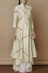 Buy_Nachiket Barve_Off White Chanderi Mandarin Collar Kurta Set  _at_Aza_Fashions