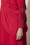 Ampm_Red Anarkali Dhoti Pant Set_at_Aza_Fashions