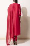 Shop_Ampm_Red Chanderi Kurta Set_at_Aza_Fashions