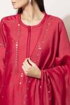 Shop_Ampm_Red Chanderi Kurta Set_Online_at_Aza_Fashions