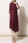 Buy_Ampm_Wine Chanderi Printed Tunic_at_Aza_Fashions
