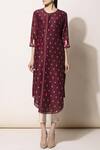 Ampm_Wine Chanderi Printed Tunic_Online_at_Aza_Fashions