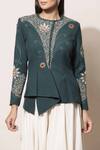 AMPM_Green Floral Wool Jacket_Online_at_Aza_Fashions