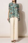Ampm_Green Silk Printed Top_Online_at_Aza_Fashions