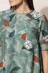 Shop_Ampm_Green Silk Printed Top_Online_at_Aza_Fashions