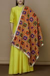 Shop_Samyukta Singhania_Multi Color Crepe Phulkari Dupatta_at_Aza_Fashions