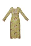 Gopi Vaid_Yellow Cotton Silk Print Flower Bagh Round Neck Floral Tunic_Online_at_Aza_Fashions
