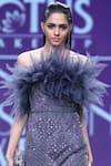 Buy_Amit GT_Purple Tulle Embellished Ruffle Gown  _Online_at_Aza_Fashions