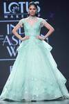 Buy_Amit GT_Green Tulle Plunge Neck Embellished Gown  _at_Aza_Fashions