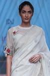 PRAMA BY PRATIMA PANDEY_Off White Silk Chanderi Saree With Blouse_Online_at_Aza_Fashions