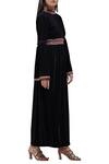 Ritu Kumar_Black Velvet High Neck Maxi Dress_Online_at_Aza_Fashions