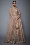 Buy_RI.Ritu Kumar_Pink Net V-shaped Neckline Embroidered Bridal Lehenga Set _Online_at_Aza_Fashions