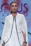 Shop_Nidhika Shekhar_White Cotton V Neck Asymmetrical Dress _at_Aza_Fashions