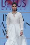 Shop_Nidhika Shekhar_White Cotton Round Organza Cutwork Cape _at_Aza_Fashions