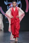 Buy_Nidhika Shekhar_Red Cotton Linen Notched Lapel Jumpsuit _at_Aza_Fashions