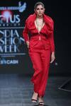 Buy_NIDHIKA SHEKHAR_Red Linen Pant Suit _at_Aza_Fashions