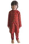 Tiber Taber Maroon 100% Cotton Kurta Bundi Set Online at Aza Fashions Tiber Taber_Maroon 100% Cotton Kurta Bundi Set _Online_at_Aza_Fashions