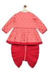 Buy_Tiber Taber_Pink 100% Cotton Angarkha Kurta Set _Online_at_Aza_Fashions