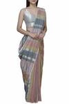 Anavila_Grey Linen Saree_Online_at_Aza_Fashions