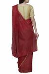 Shop_Anavila_Red Linen Saree_at_Aza_Fashions