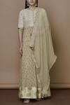 Manasi Sengupta_Beige Georgette Band Collar Embroidered Anarkali With Dupatta  _Online_at_Aza_Fashions