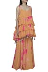 Akanksha Gajria_Orange Georgette Tie-dye Kurta Sharara Set_Online_at_Aza_Fashions