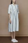 Purvi Kabra_Blue Linen Midi Dress_Online_at_Aza_Fashions