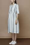 Buy_Purvi Kabra_Blue Linen Midi Dress_Online_at_Aza_Fashions