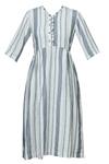 Shop_Purvi Kabra_Blue Linen Midi Dress_Online_at_Aza_Fashions