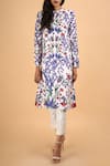 Buy_SAKSHAM & NEHARICKA_Blue Chanderi Round Kurta  _at_Aza_Fashions