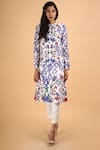 Buy_SAKSHAM & NEHARICKA_Blue Chanderi Round Kurta  _Online_at_Aza_Fashions