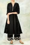 Mandira Wirk_Black Chanderi Split Kurta _Online_at_Aza_Fashions