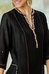 Buy_Mandira Wirk_Black Chanderi Split Kurta _Online_at_Aza_Fashions