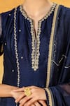 Shop_Mandira Wirk_Blue Chanderi Round Kurta _Online_at_Aza_Fashions