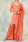 Mandira Wirk_Coral Crinkled Cotton Sharara Pants _Online_at_Aza_Fashions