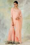 Shop_Mandira Wirk_Peach Cotton Sharara Pants _at_Aza_Fashions