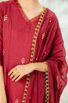 Shop_Mandira Wirk_Wine Chanderi Embroidered Dupatta_Online_at_Aza_Fashions