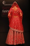 Shop_Rahul Singh_Red Net, Chanderi Silk Round Embroidered Bridal Lehenga Set _at_Aza_Fashions