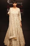 Buy_Rahul Singh_Beige Net, Chanderi Silk Square Neck Anarkali With Dupatta _at_Aza_Fashions