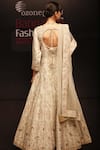 Shop_Rahul Singh_Beige Net, Chanderi Silk Square Neck Anarkali With Dupatta _at_Aza_Fashions