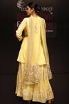 Shop_Rahul Singh_Yellow Georgette Round Embroidered Kurta Sharara Set _at_Aza_Fashions