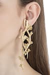 Buy_Masaba_Gold Plated Metal Carved Earrings_at_Aza_Fashions